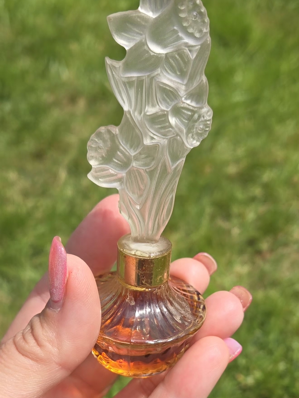 Unforgettable Perfume Oil Frosted Daffodil Bottle- "Rare FIND"